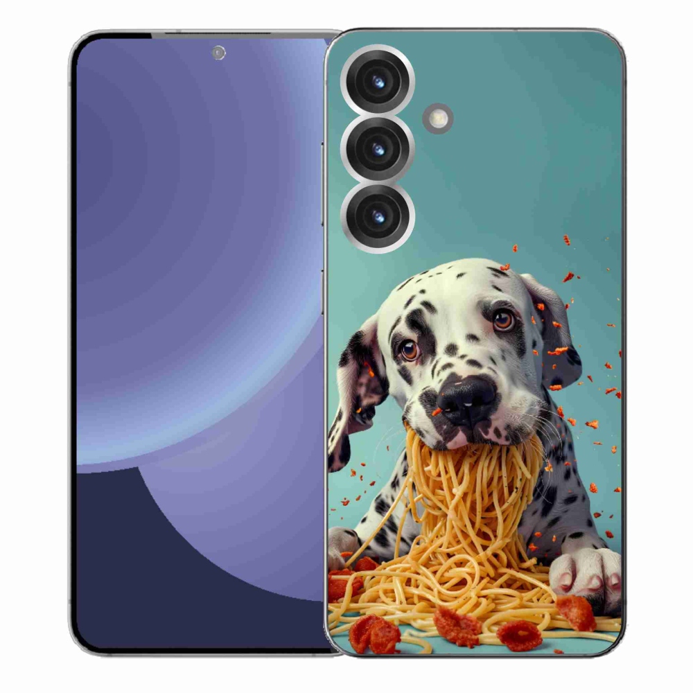 Gelový kryt mmCase na Samsung Galaxy S25+ - dalmatin a špagety