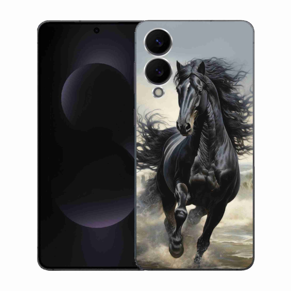 Gelový kryt mmCase na Samsung Galaxy S25 Edge - běžící černý kůň