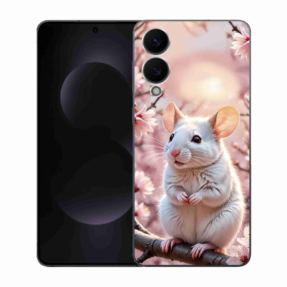 Gelový kryt mmCase na Samsung Galaxy S25 Edge - bílá myš na větvi