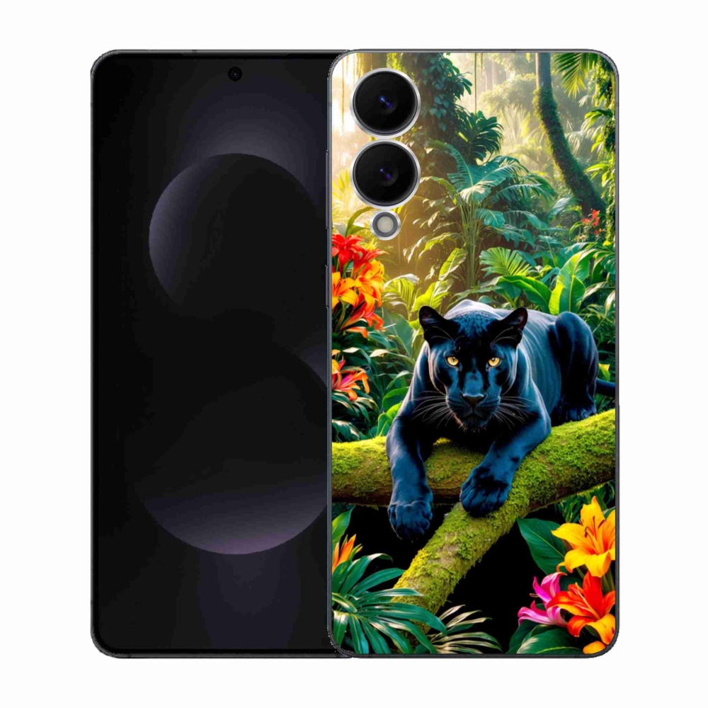 Gelový kryt mmCase na Samsung Galaxy S25 Edge - černý panter v džungli