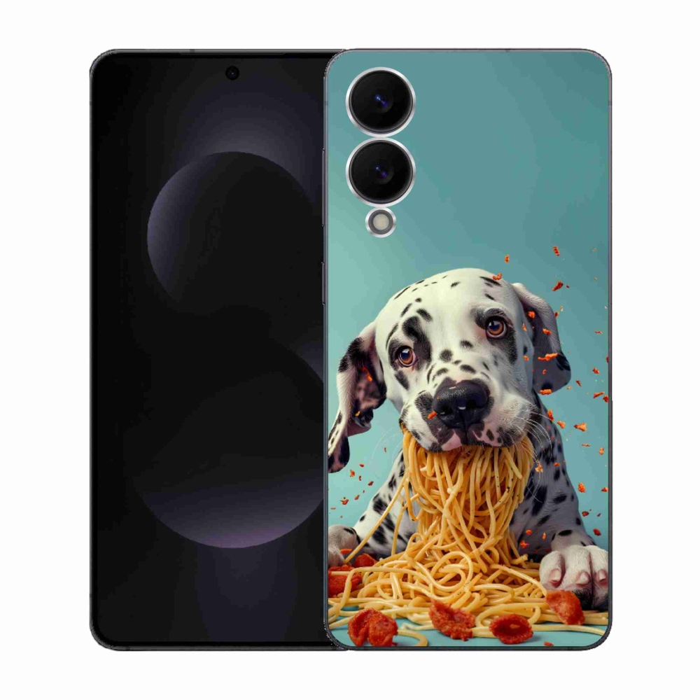 Gelový kryt mmCase na Samsung Galaxy S25 Edge - dalmatin a špagety