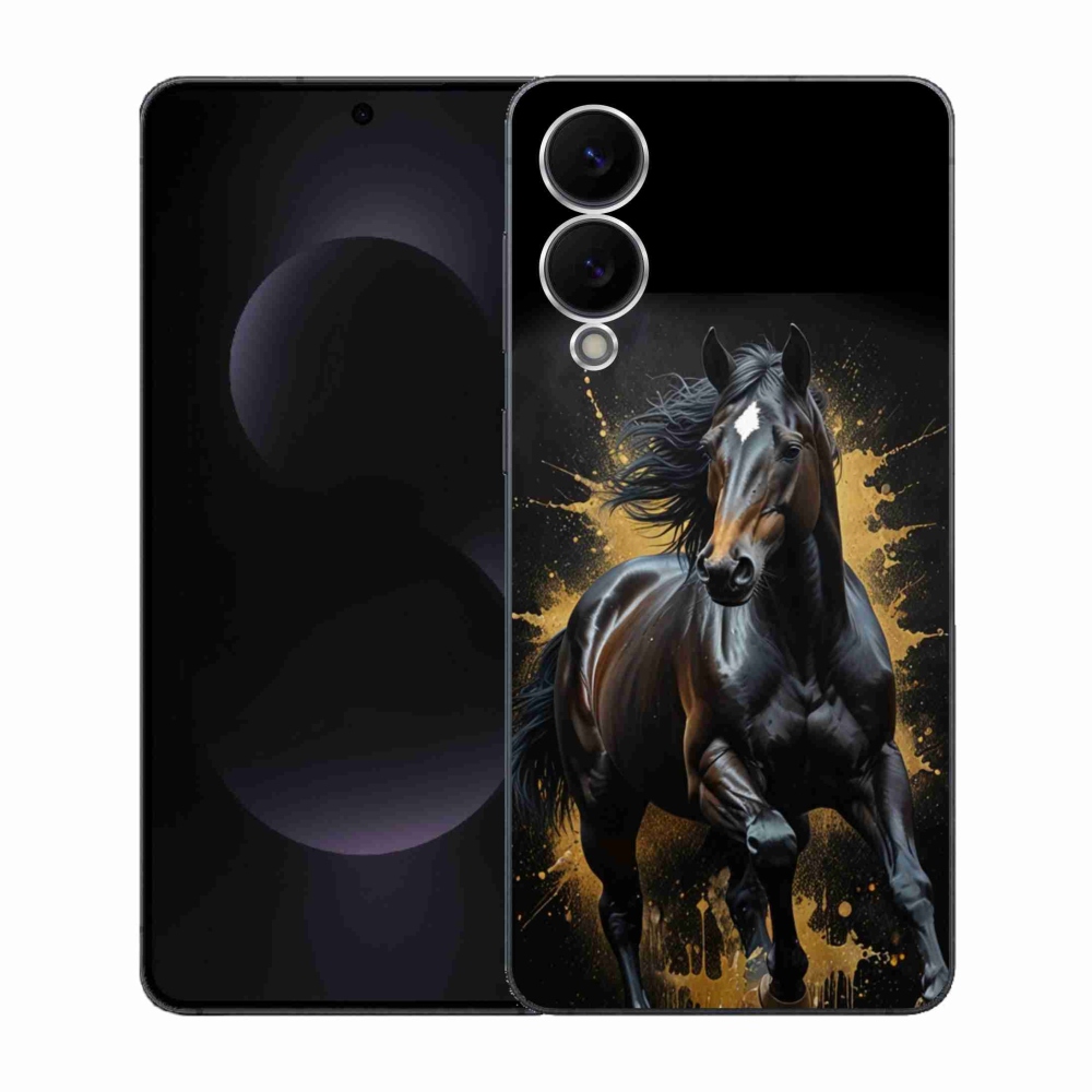 Gelový kryt mmCase na Samsung Galaxy S25 Edge - elegantní černý hřebec