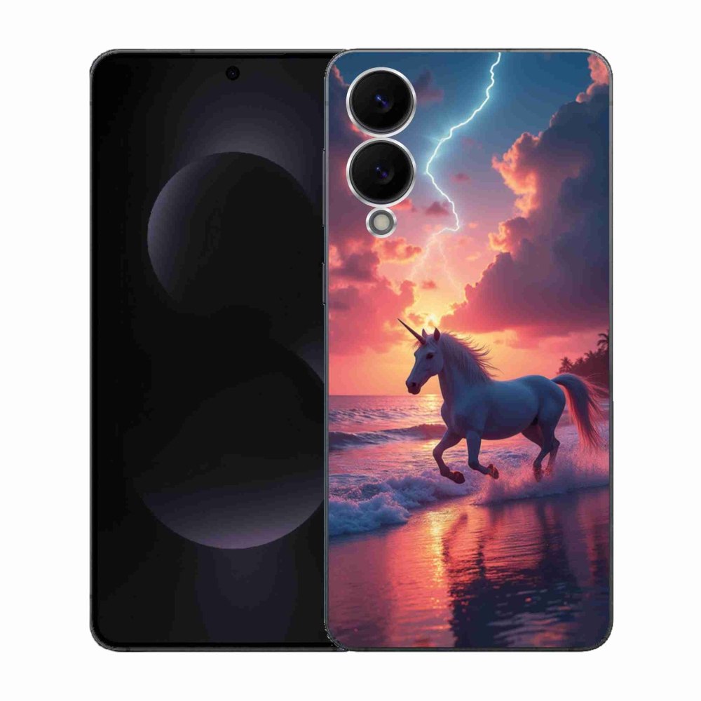 Gelový kryt mmCase na Samsung Galaxy S25 Edge - jednorožec na pláži