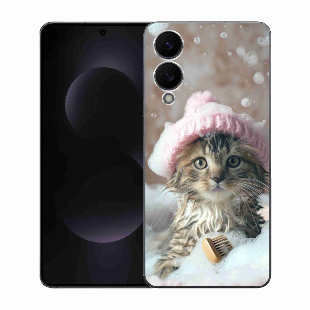 Gelový kryt mmCase na Samsung Galaxy S25 Edge - kotě a koupel