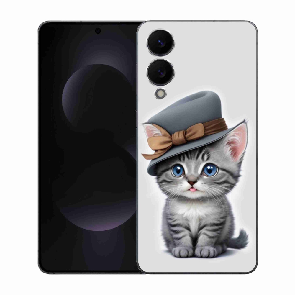 Gelový kryt mmCase na Samsung Galaxy S25 Edge - kotě s kloboukem