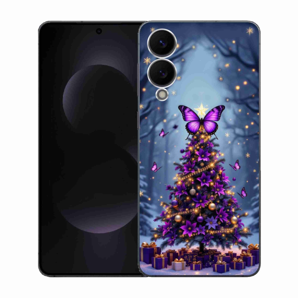 Gelový kryt mmCase na Samsung Galaxy S25 Edge - motýlí vánoční stromek