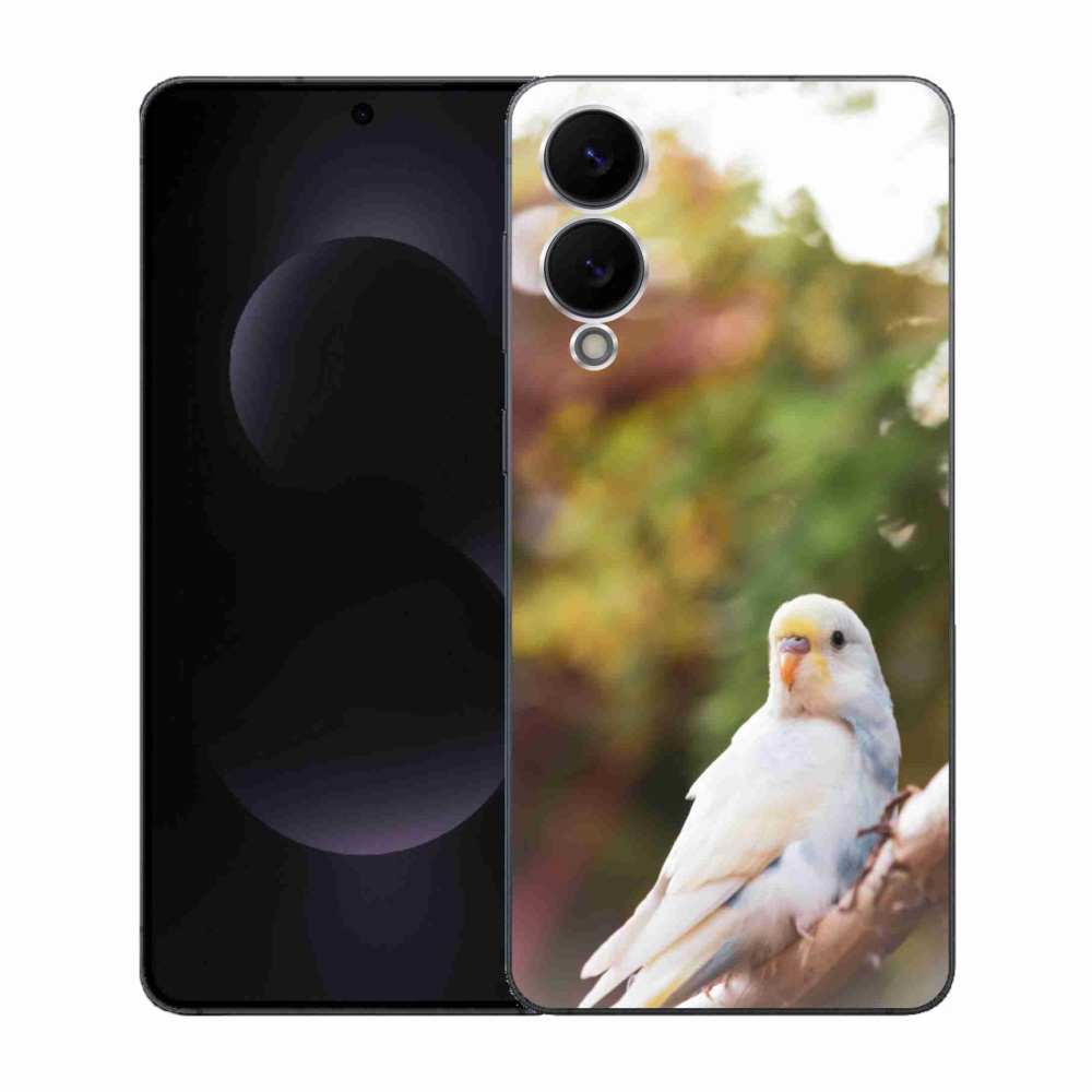 Gelový kryt mmCase na Samsung Galaxy S25 Edge - papoušek andulka bílá