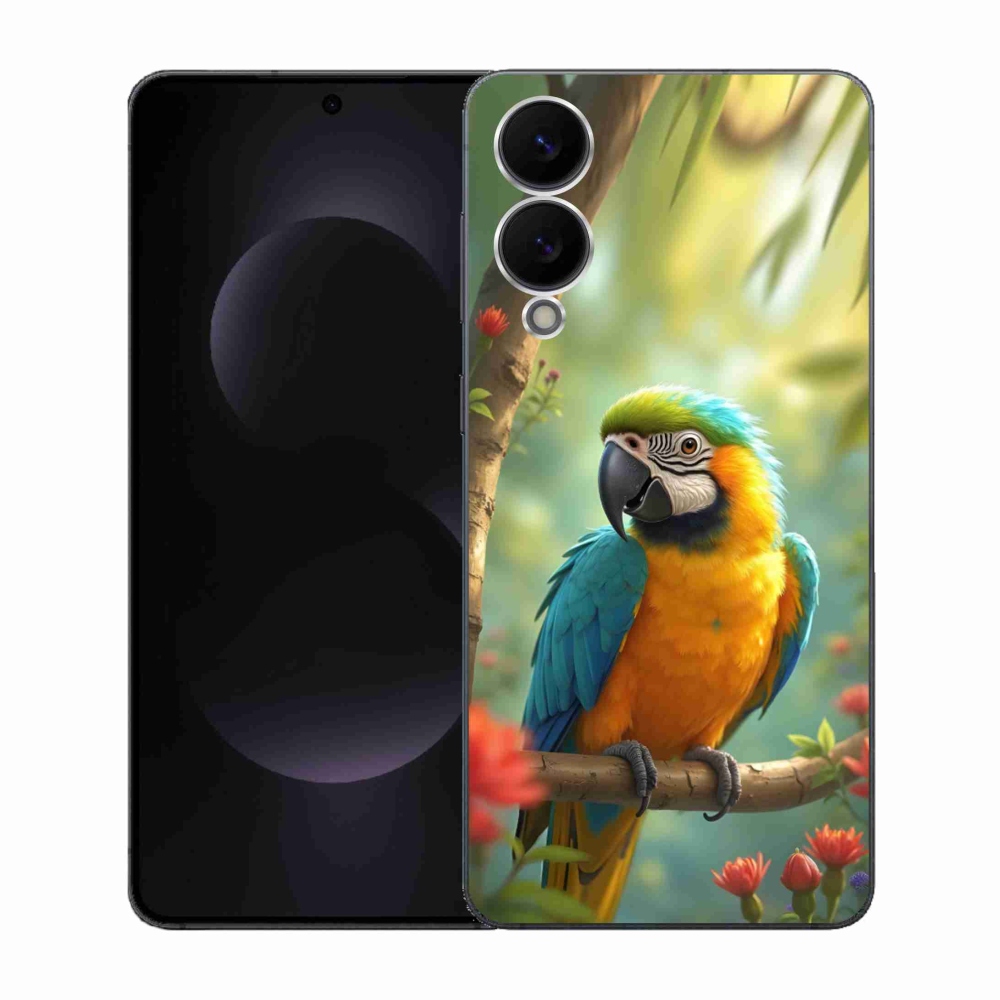 Gelový kryt mmCase na Samsung Galaxy S25 Edge - papoušek ara modrožlutá