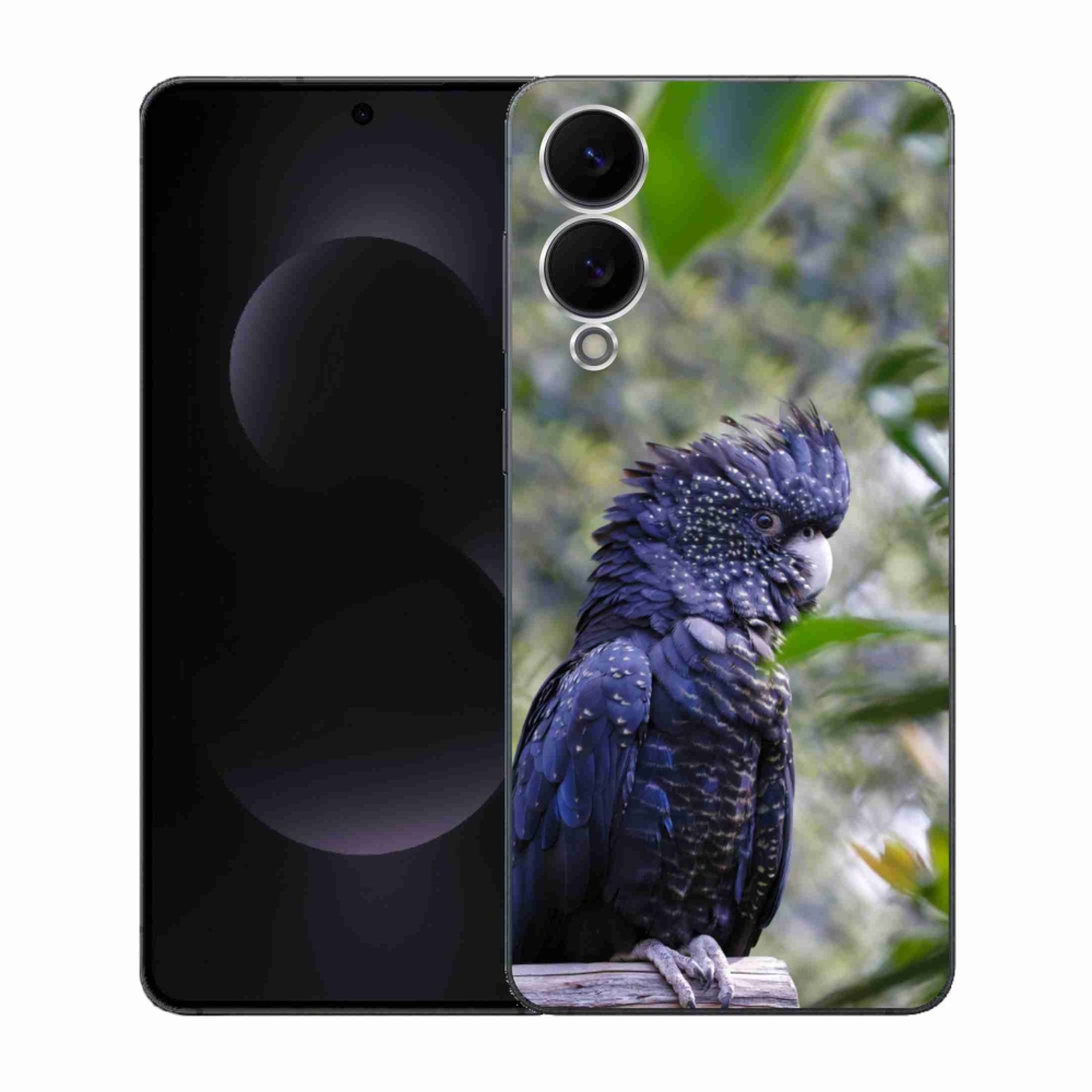 Gelový kryt mmCase na Samsung Galaxy S25 Edge - papoušek kakadu černý