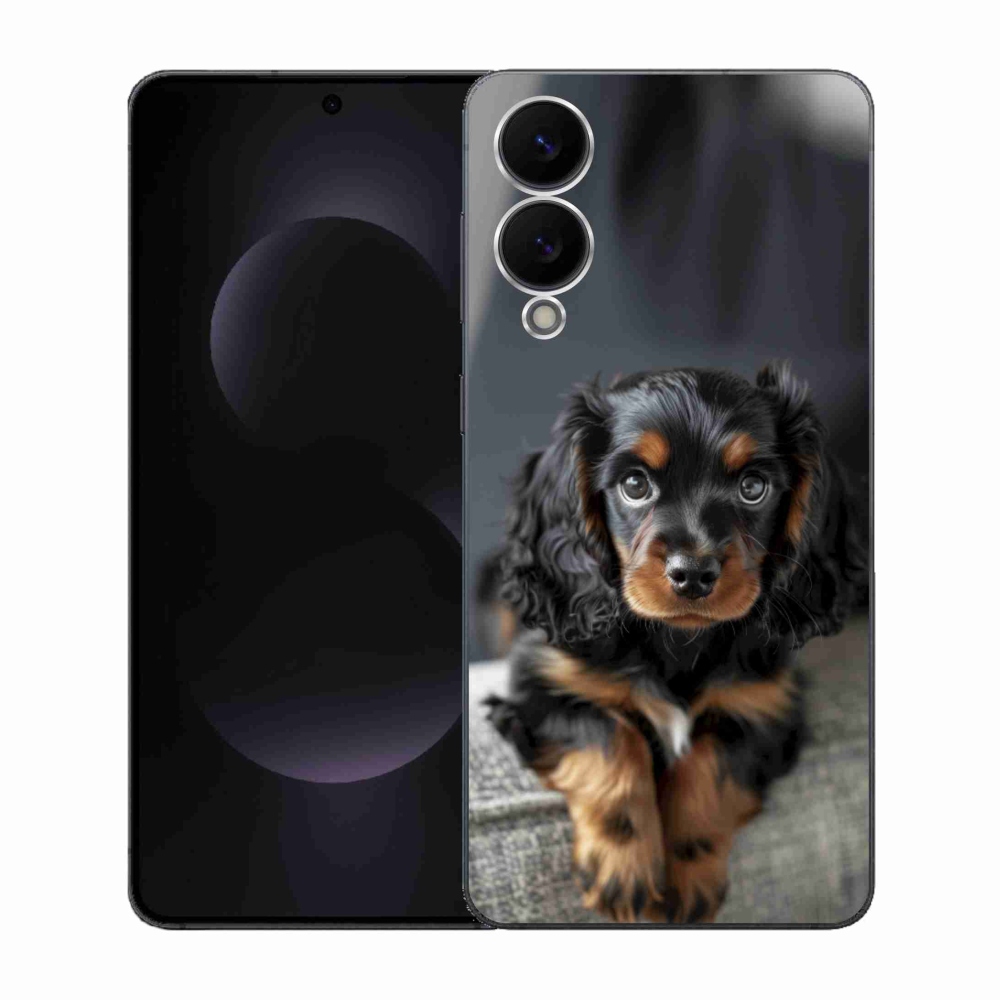 Gelový kryt mmCase na Samsung Galaxy S25 Edge - roztomilý dlouhosrstý jezevčík