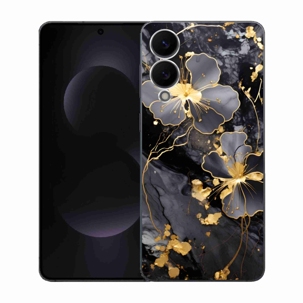 Gelový kryt mmCase na Samsung Galaxy S25 Edge - zlaté květy