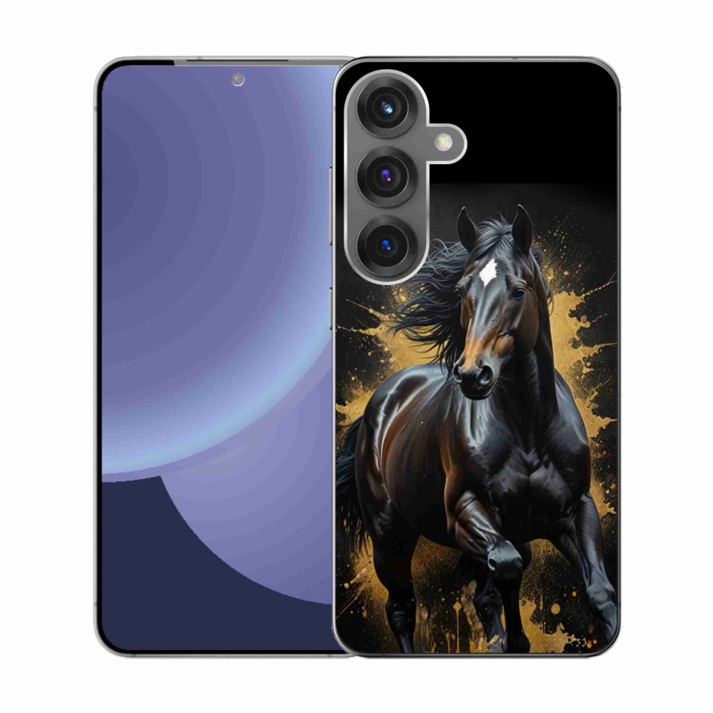 Gelový kryt mmCase na Samsung Galaxy S25 - elegantní černý hřebec