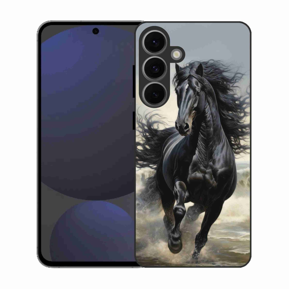 Gelový kryt mmCase na Samsung Galaxy S25 FE - běžící černý kůň
