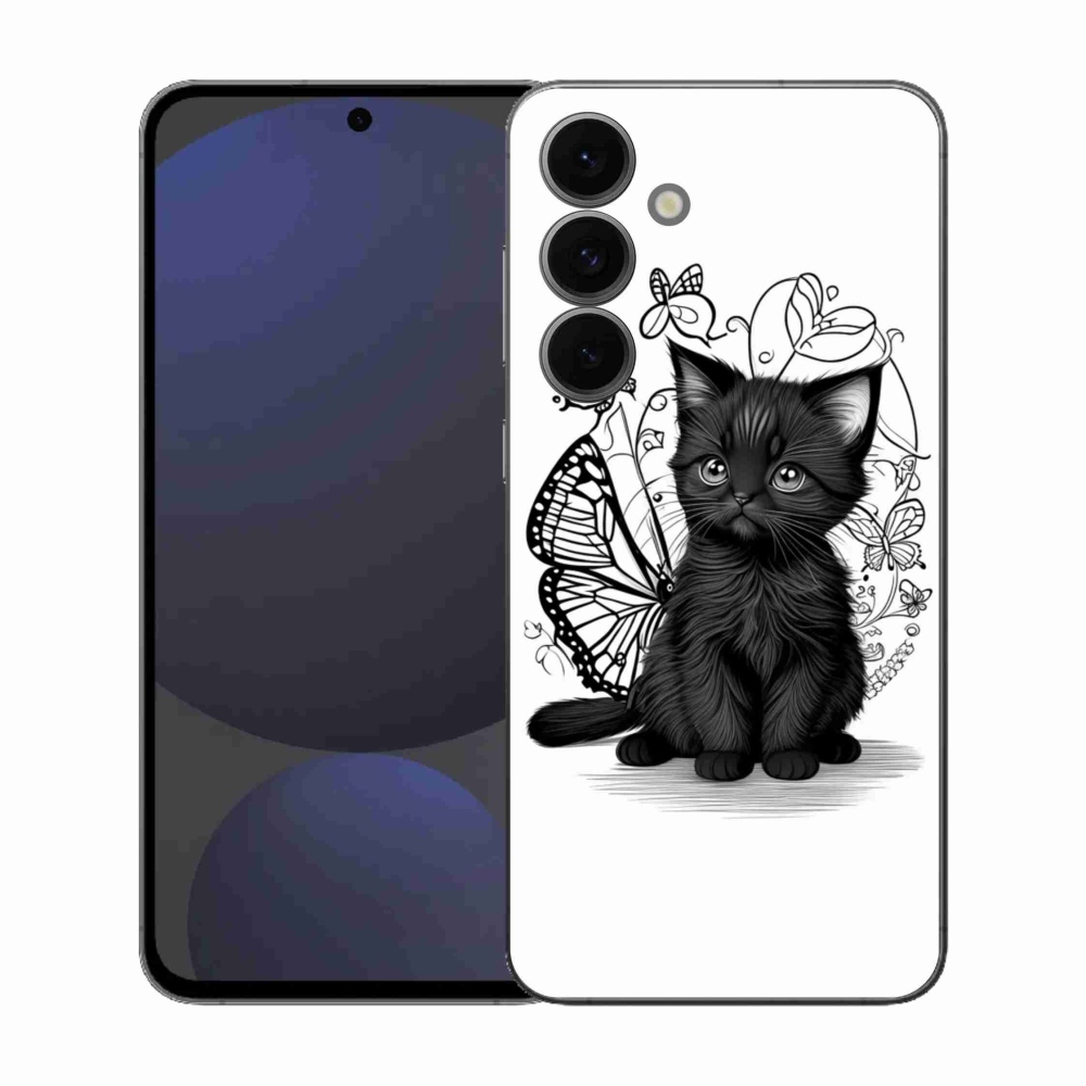 Gelový kryt mmCase na Samsung Galaxy S25 FE - černé kotě