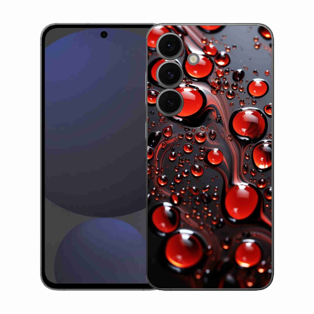 Gelový kryt mmCase na Samsung Galaxy S25 FE - červené kapky 2