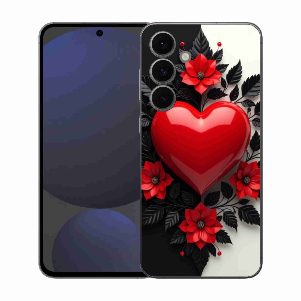 Gelový kryt mmCase na Samsung Galaxy S25 FE - červené srdce