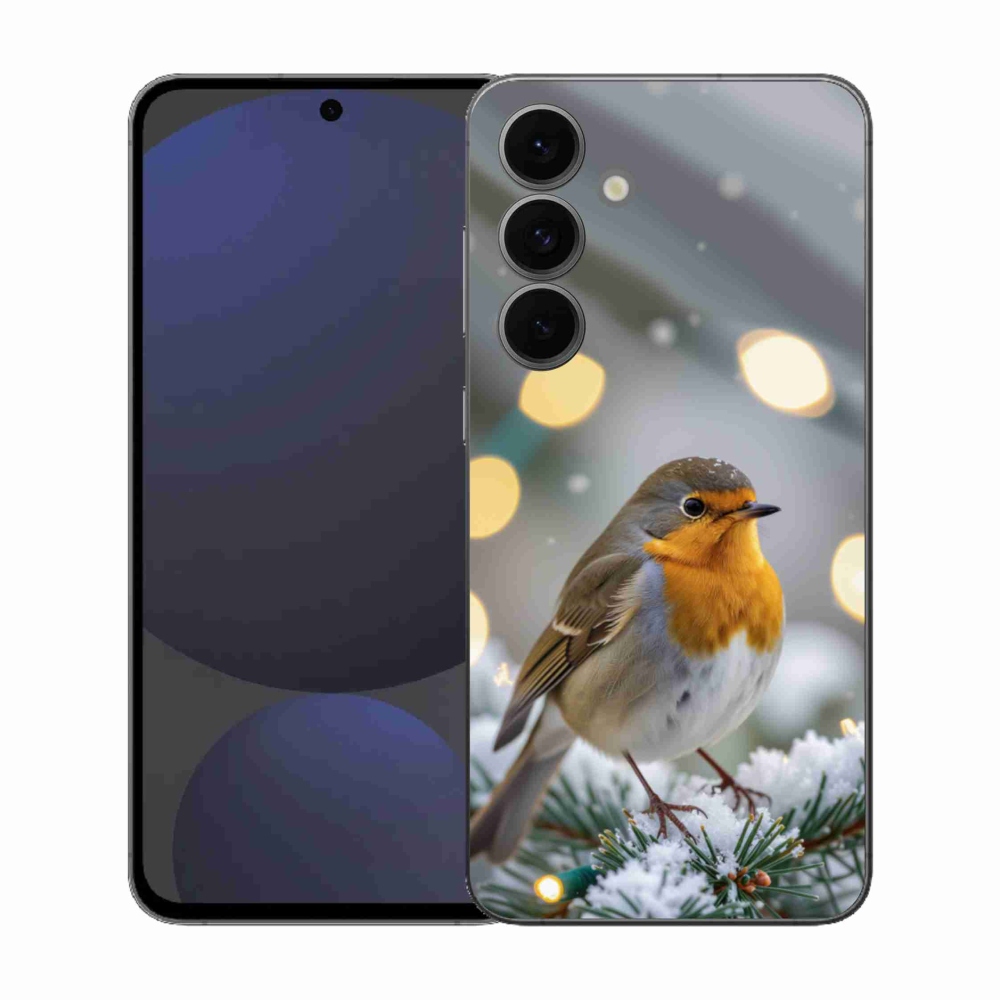 Gelový kryt mmCase na Samsung Galaxy S25 FE - červenka v zimě