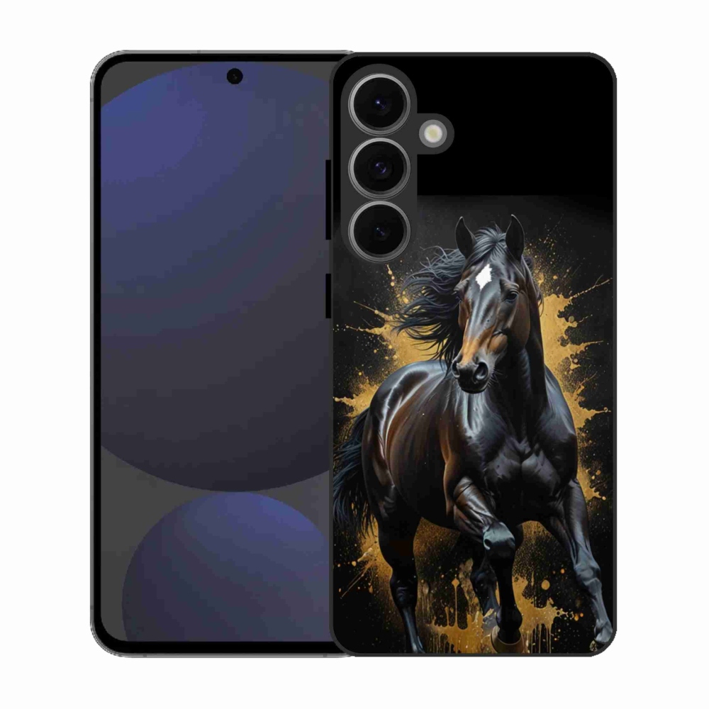 Gelový kryt mmCase na Samsung Galaxy S25 FE - elegantní černý hřebec