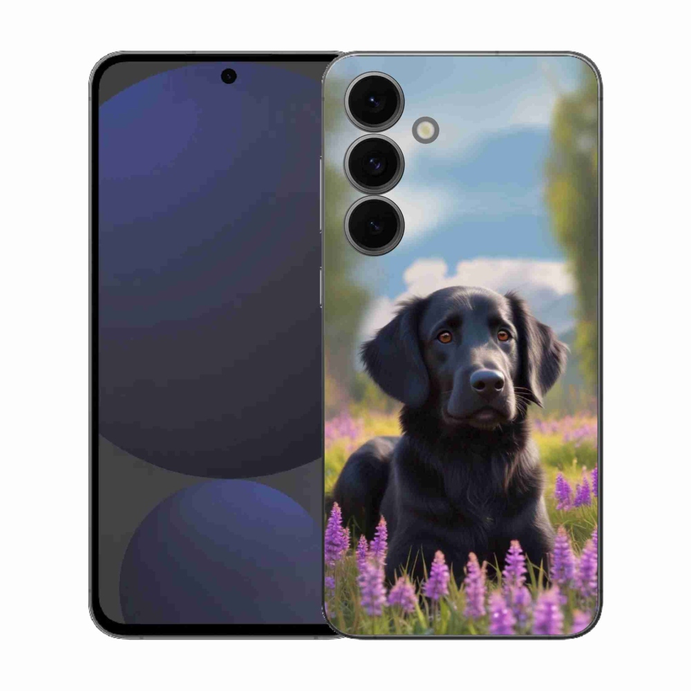 Gelový kryt mmCase na Samsung Galaxy S25 FE - elegantní černý retrívr