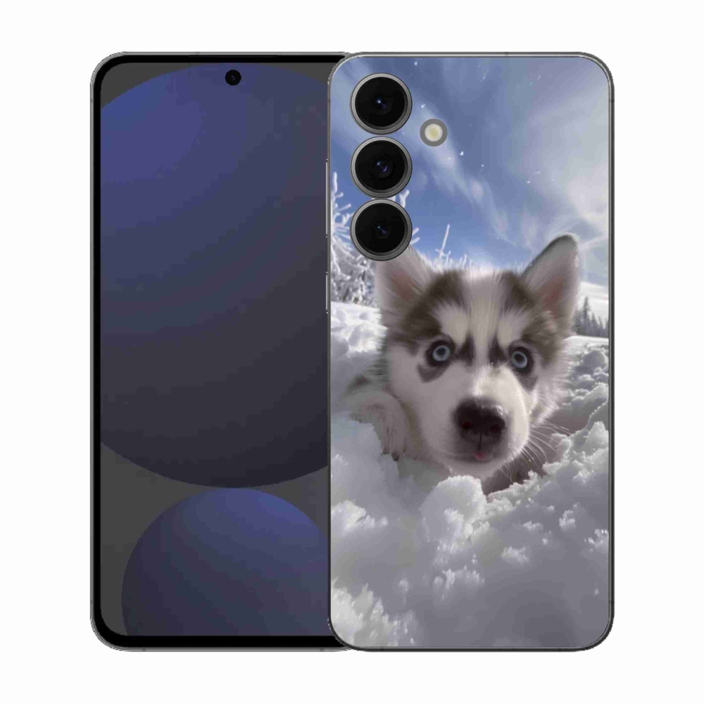 Gelový kryt mmCase na Samsung Galaxy S25 FE - husky ve sněhu