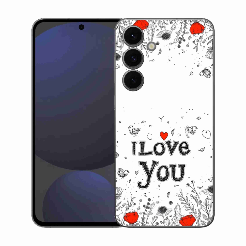 Gelový kryt mmCase na Samsung Galaxy S25 FE - I love you bílé pozadí