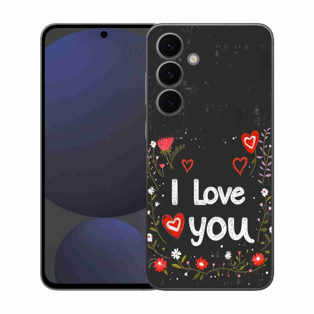 Gelový kryt mmCase na Samsung Galaxy S25 FE - I love you černé pozadí