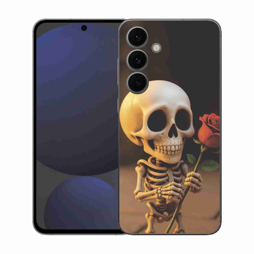 Gelový kryt mmCase na Samsung Galaxy S25 FE - kostlivec s růží