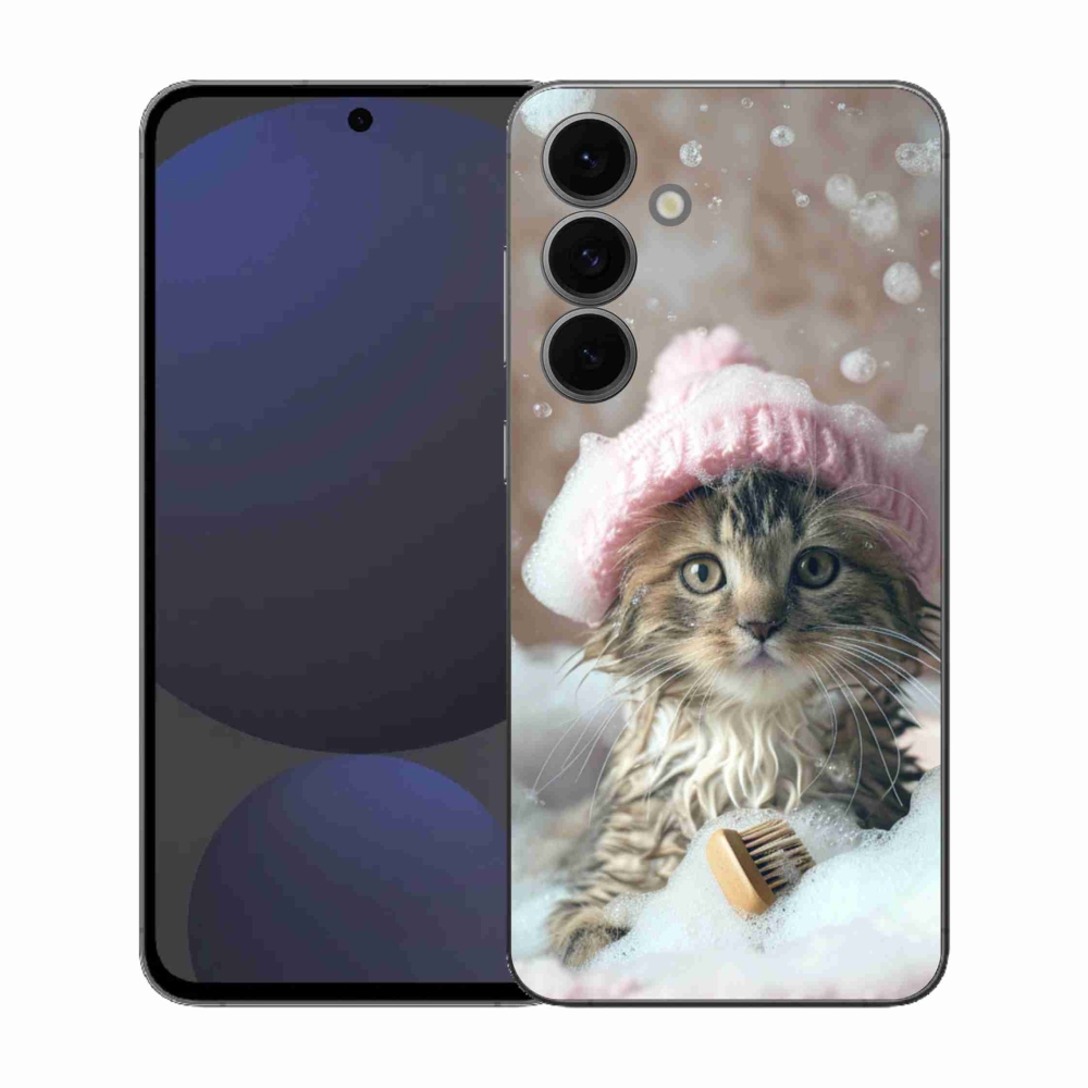 Gelový kryt mmCase na Samsung Galaxy S25 FE - kotě a koupel