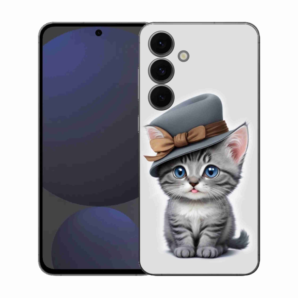 Gelový kryt mmCase na Samsung Galaxy S25 FE - kotě s kloboukem