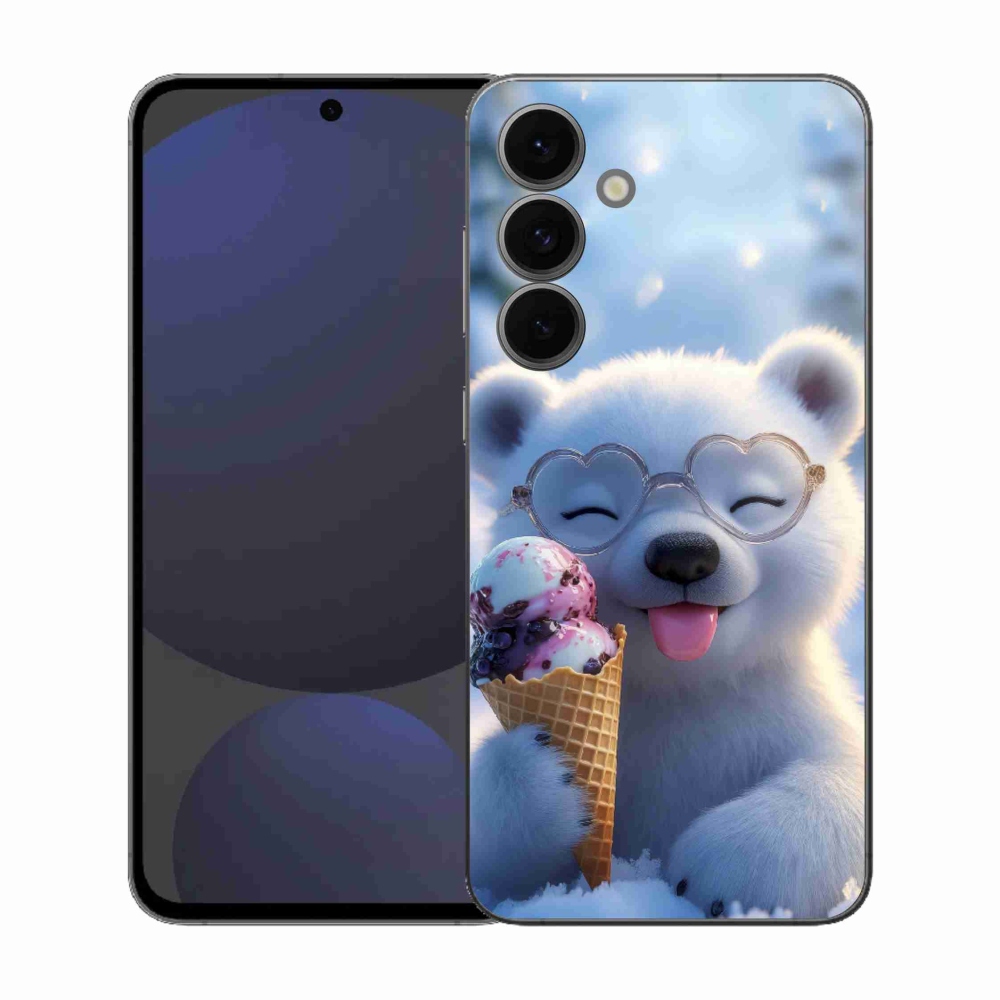 Gelový kryt mmCase na Samsung Galaxy S25 FE - medvídek se zmrzlinou