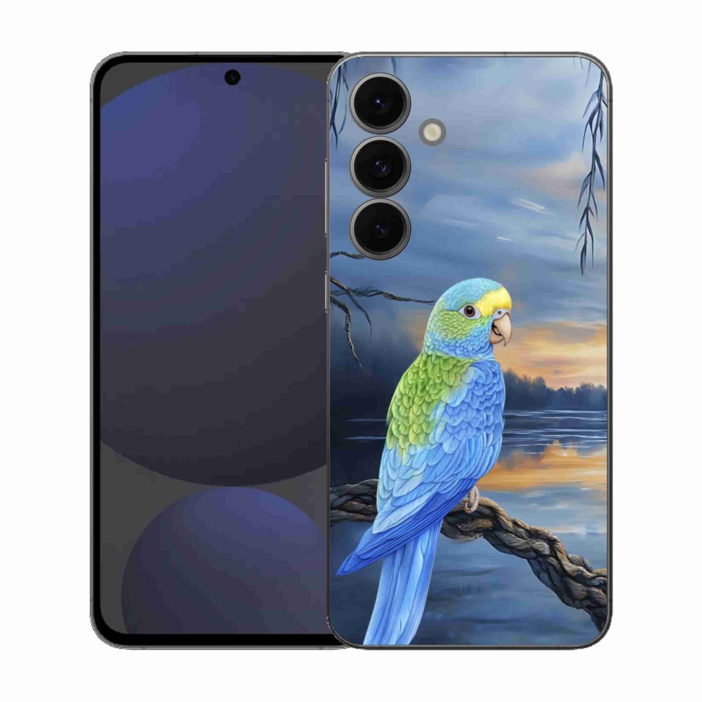 Gelový kryt mmCase na Samsung Galaxy S25 FE - modrý papoušek