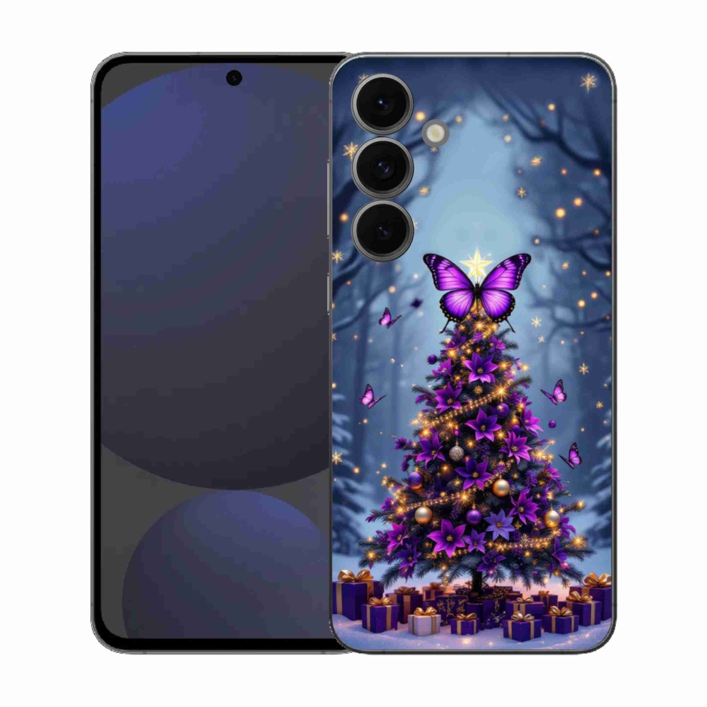 Gelový kryt mmCase na Samsung Galaxy S25 FE - motýlí vánoční stromek