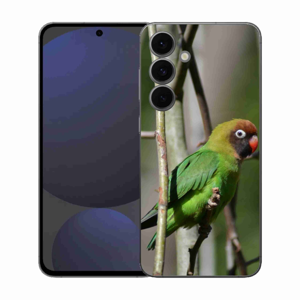 Gelový kryt mmCase na Samsung Galaxy S25 FE - papoušek agapornis