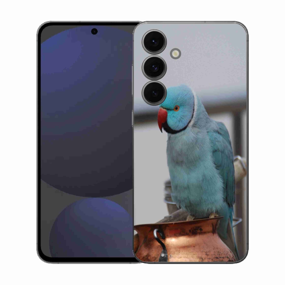 Gelový kryt mmCase na Samsung Galaxy S25 FE - papoušek alexandr modrý