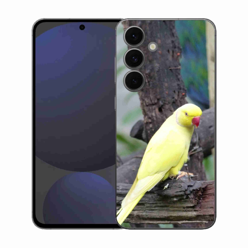 Gelový kryt mmCase na Samsung Galaxy S25 FE - papoušek alexandr žlutý