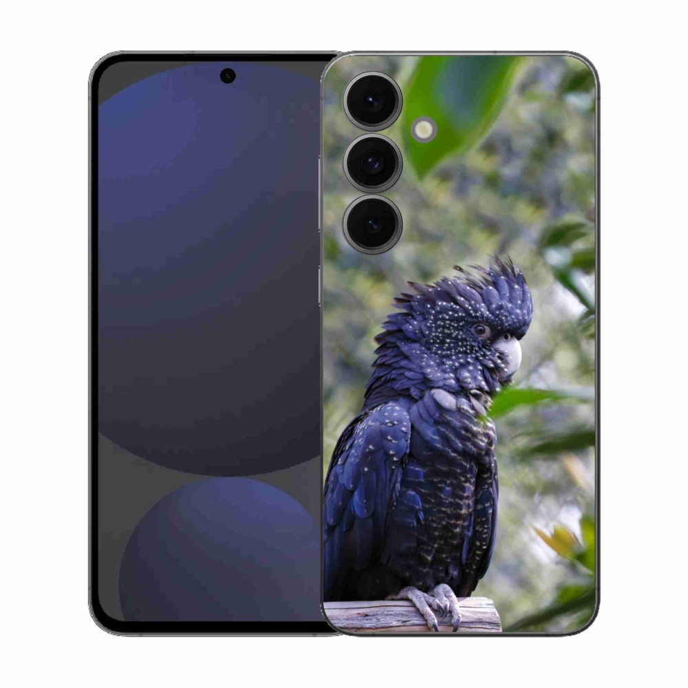 Gelový kryt mmCase na Samsung Galaxy S25 FE - papoušek kakadu černý
