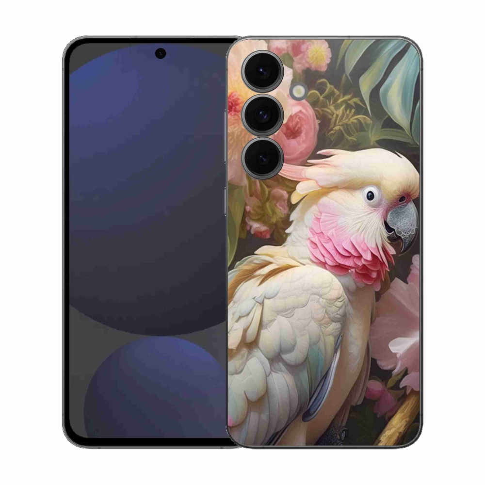 Gelový kryt mmCase na Samsung Galaxy S25 FE - papoušek kakadu růžový 2