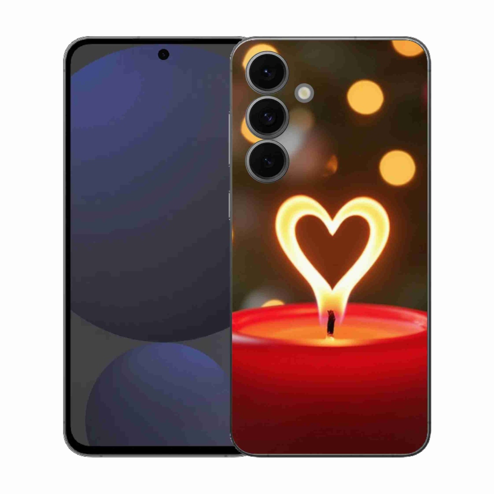 Gelový kryt mmCase na Samsung Galaxy S25 FE - srdce z plamene