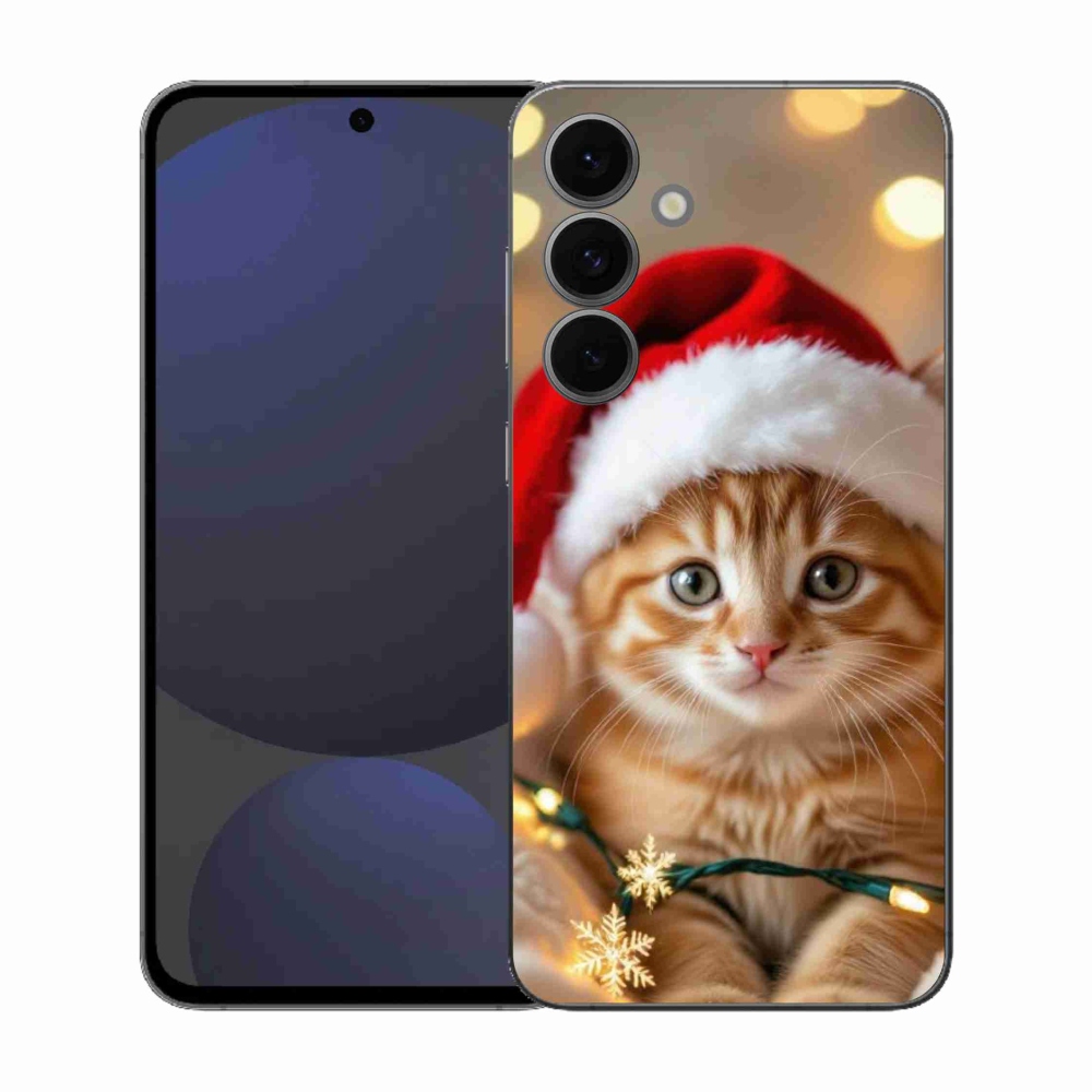 Gelový kryt mmCase na Samsung Galaxy S25 FE - vánoční kotě