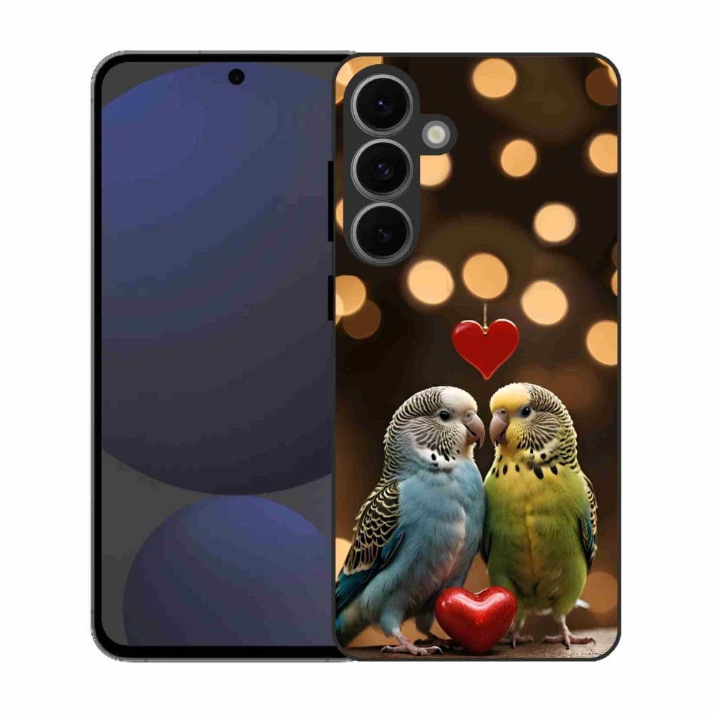 Gelový kryt mmCase na Samsung Galaxy S25 FE - zamilovaní papoušci