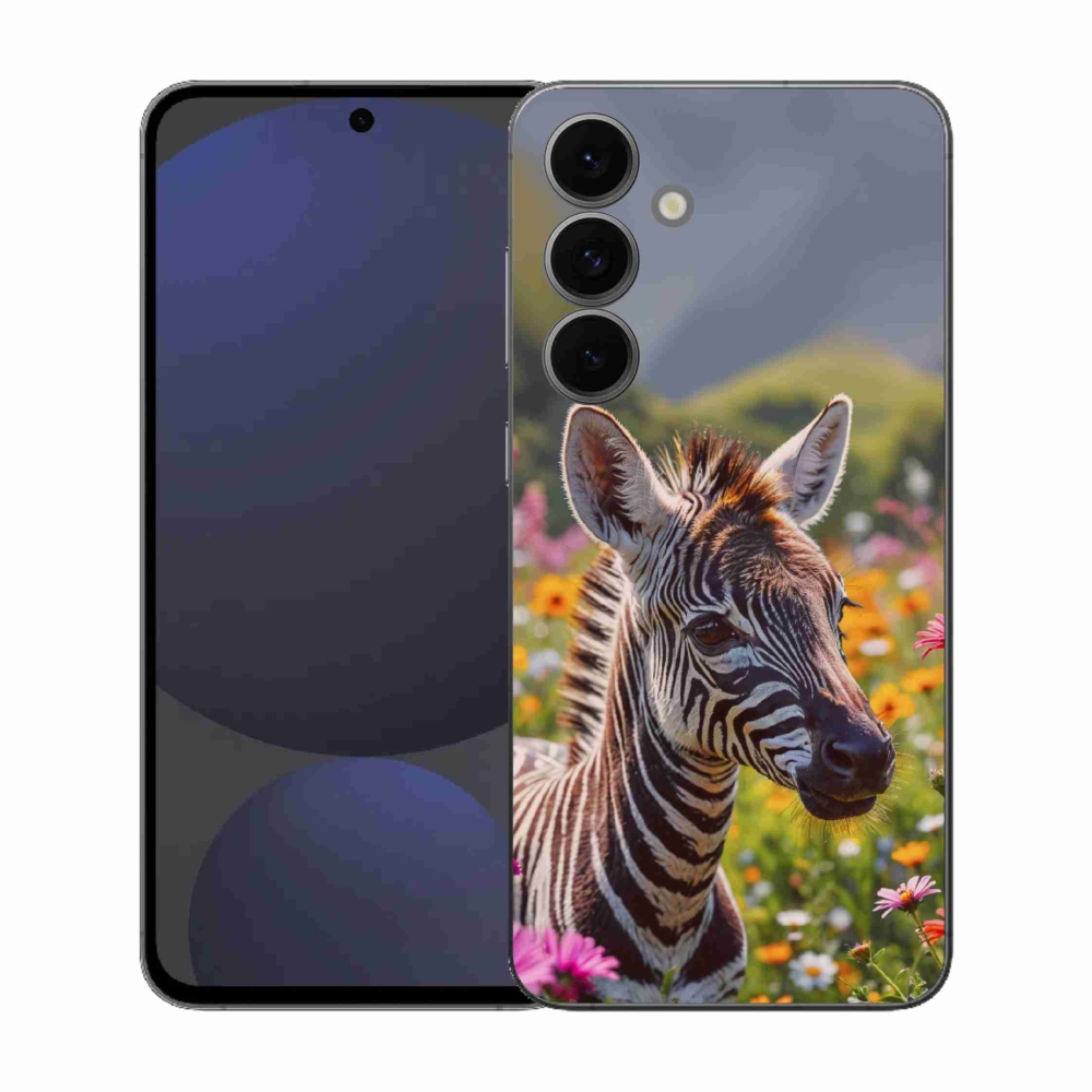 Gelový kryt mmCase na Samsung Galaxy S25 FE - zebra na louce
