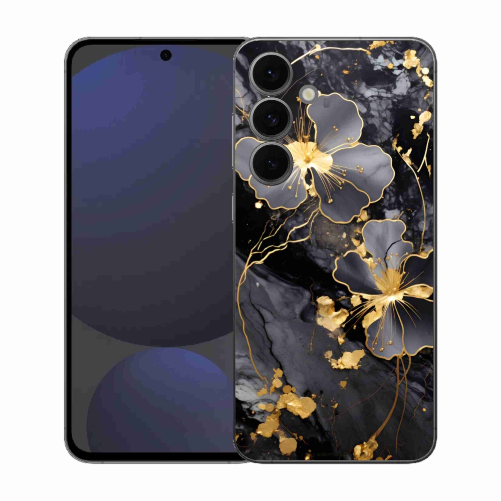 Gelový kryt mmCase na Samsung Galaxy S25 FE - zlaté květy