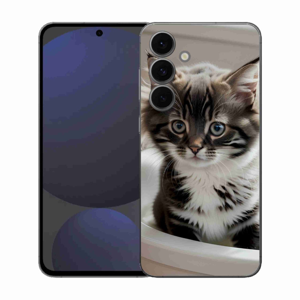 Gelový kryt mmCase na Samsung Galaxy S25 FE - zvědavé kotě