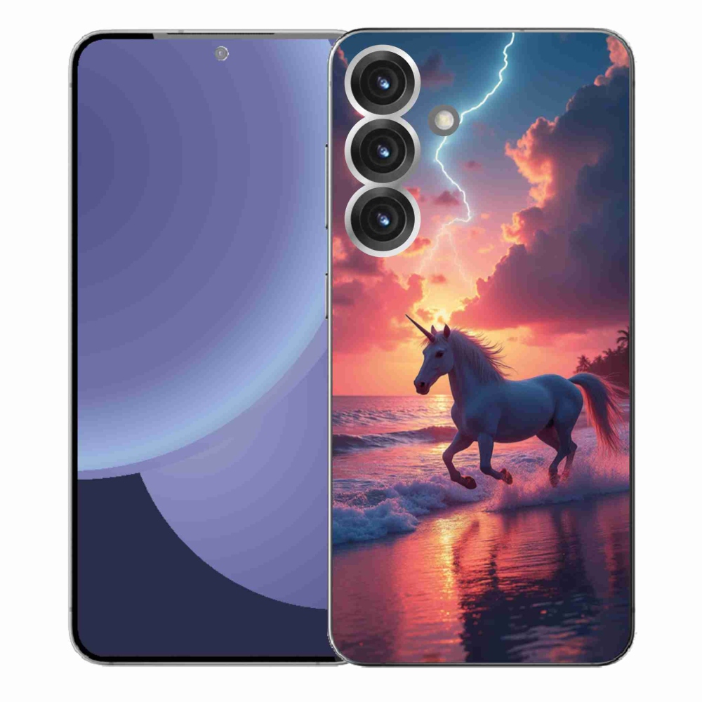 Gelový kryt mmCase na Samsung Galaxy S25+ - jednorožec na pláži