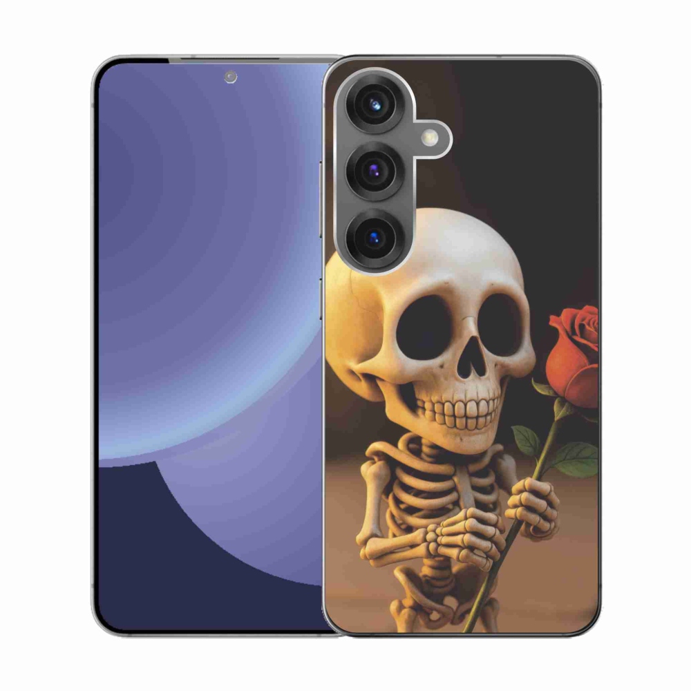 Gelový kryt mmCase na Samsung Galaxy S25 - kostlivec s růží