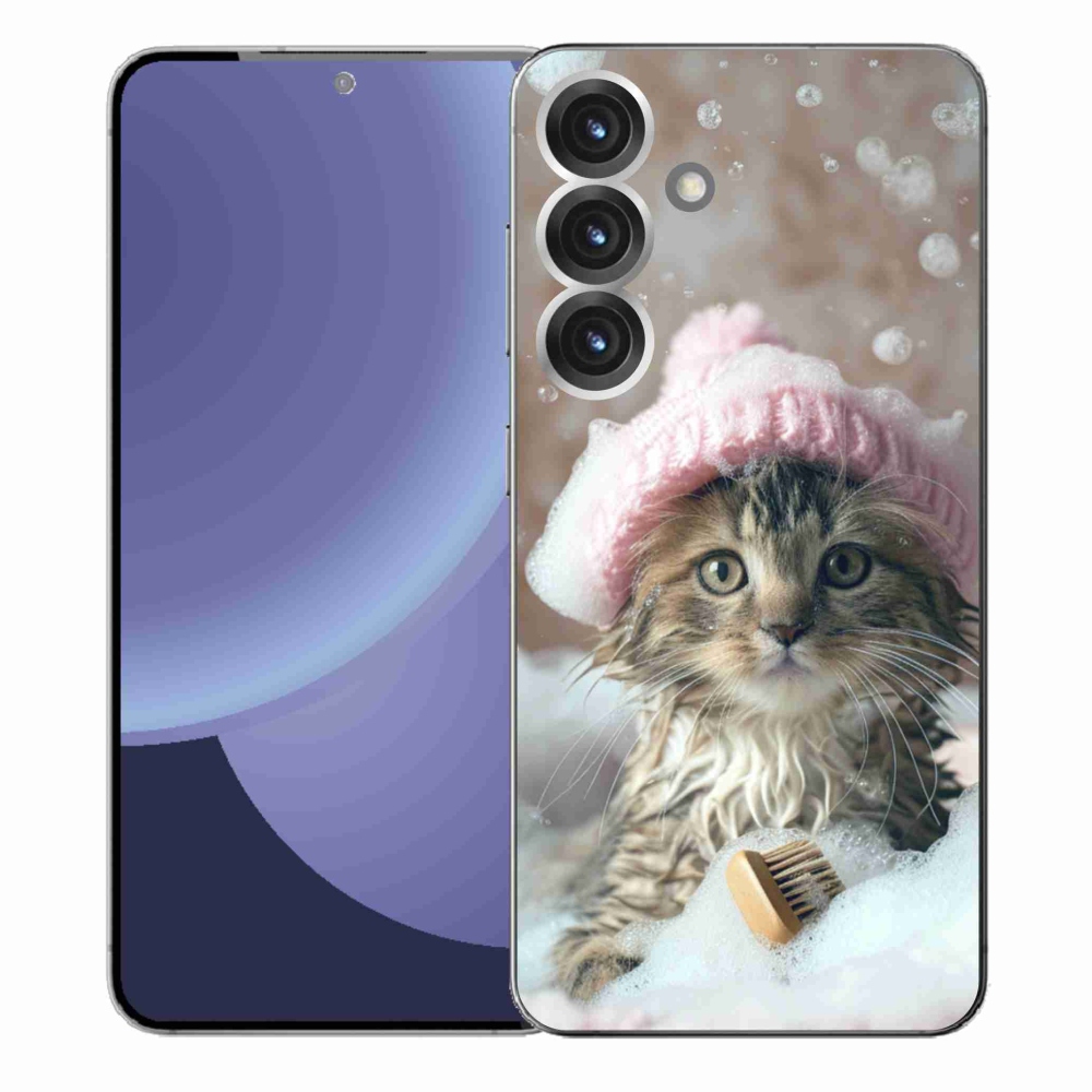 Gelový kryt mmCase na Samsung Galaxy S25+ - kotě a koupel