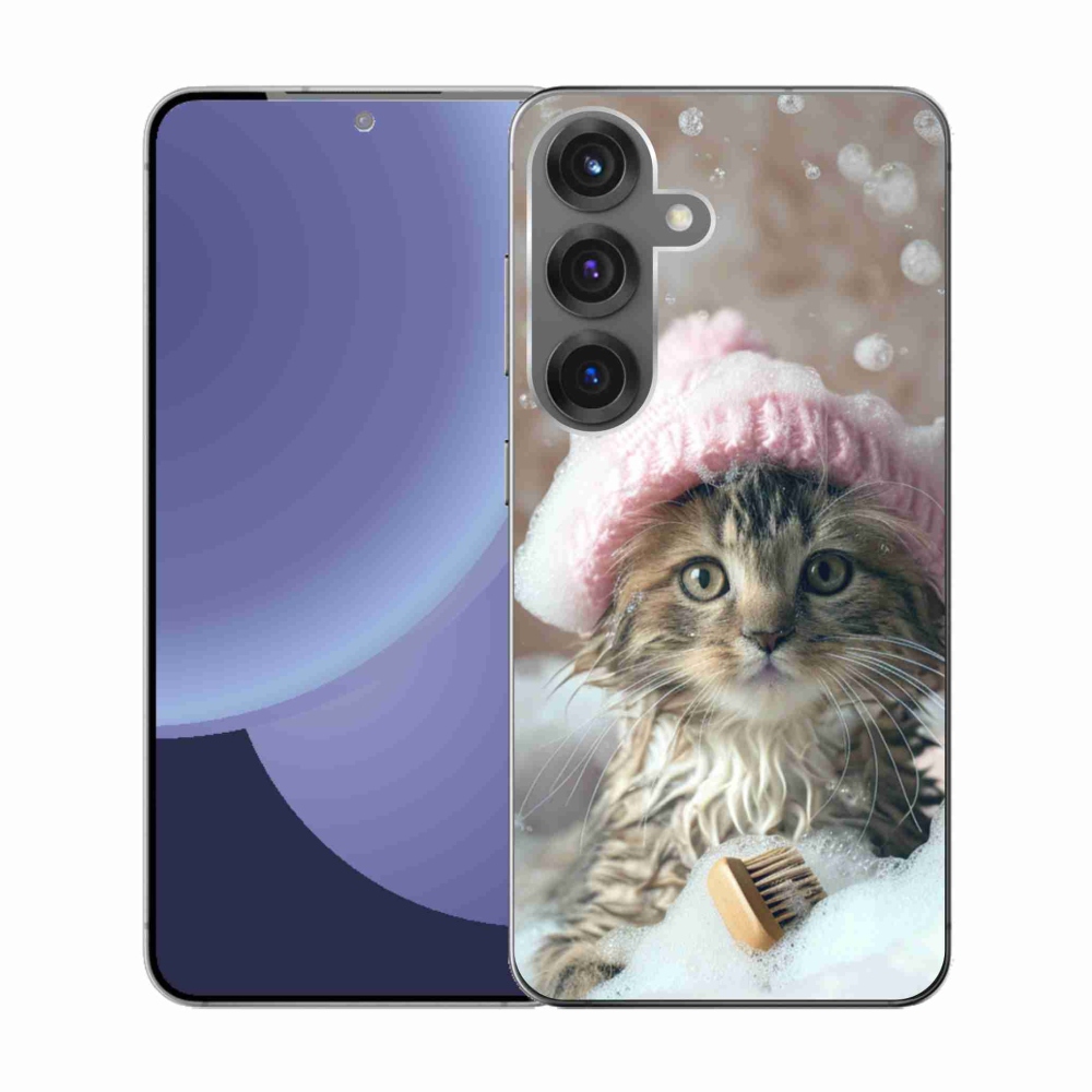 Gelový kryt mmCase na Samsung Galaxy S25 - kotě a koupel