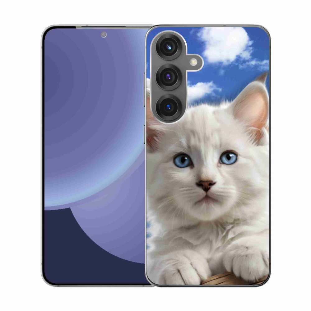 Gelový kryt mmCase na Samsung Galaxy S25 - kotě a oblaka