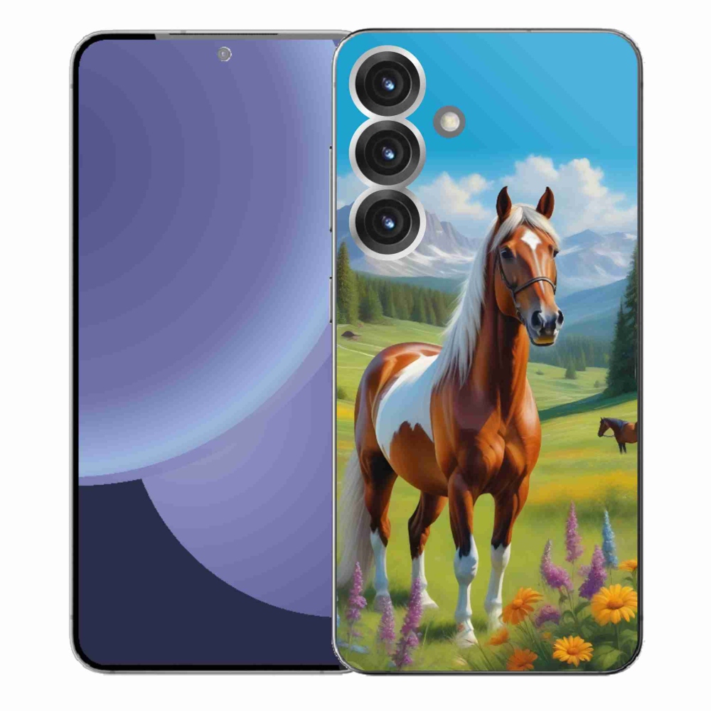 Gelový kryt mmCase na Samsung Galaxy S25+ - kůň na louce
