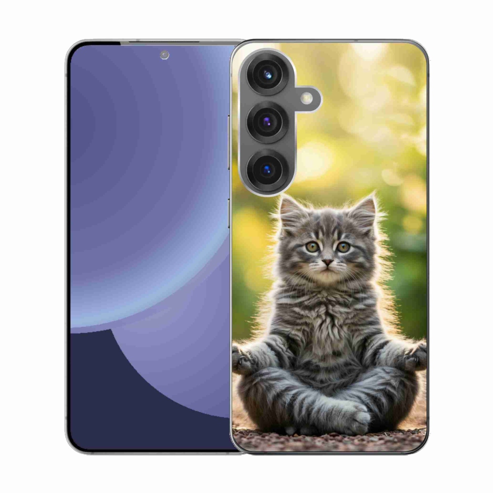 Gelový kryt mmCase na Samsung Galaxy S25 - meditující kotě
